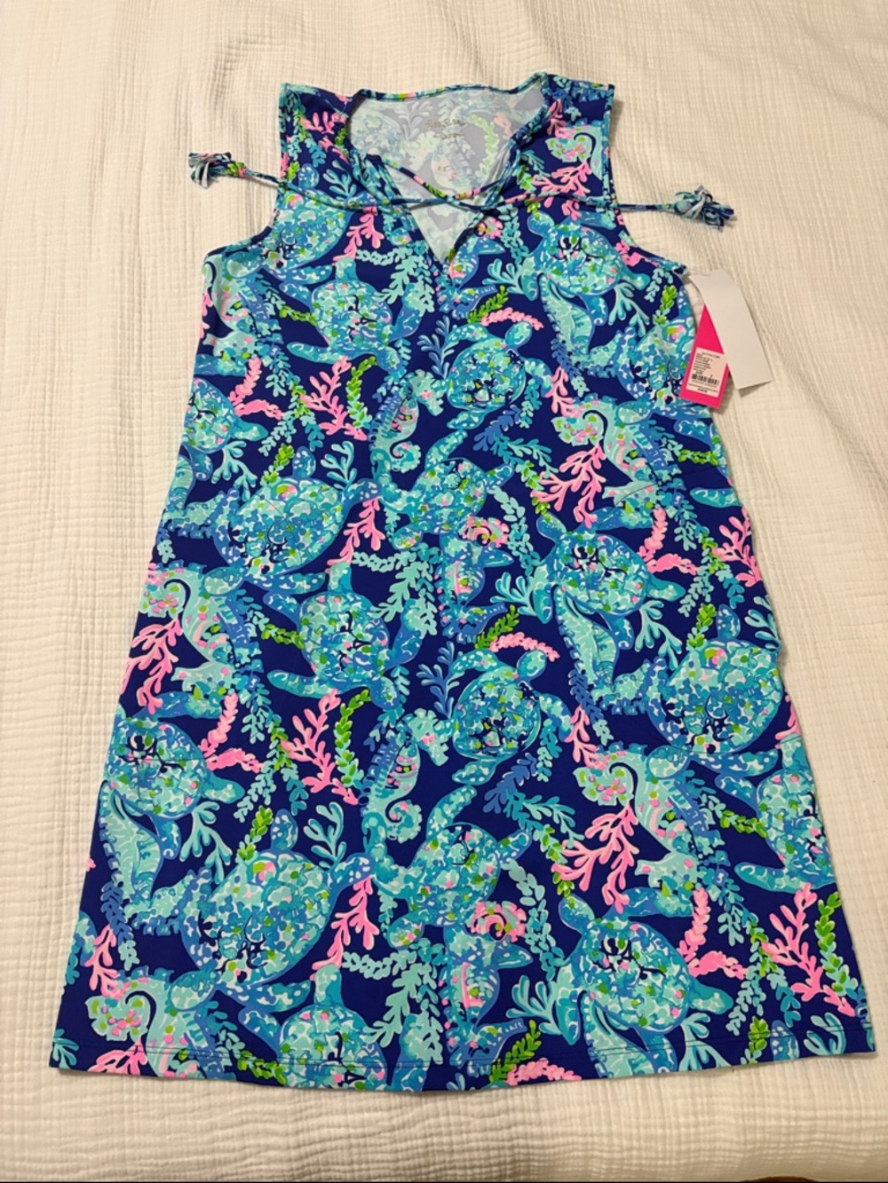 Lilly Pulitzer Blue, Pink & Aqua Sleeveless V-Neck Shift Dress